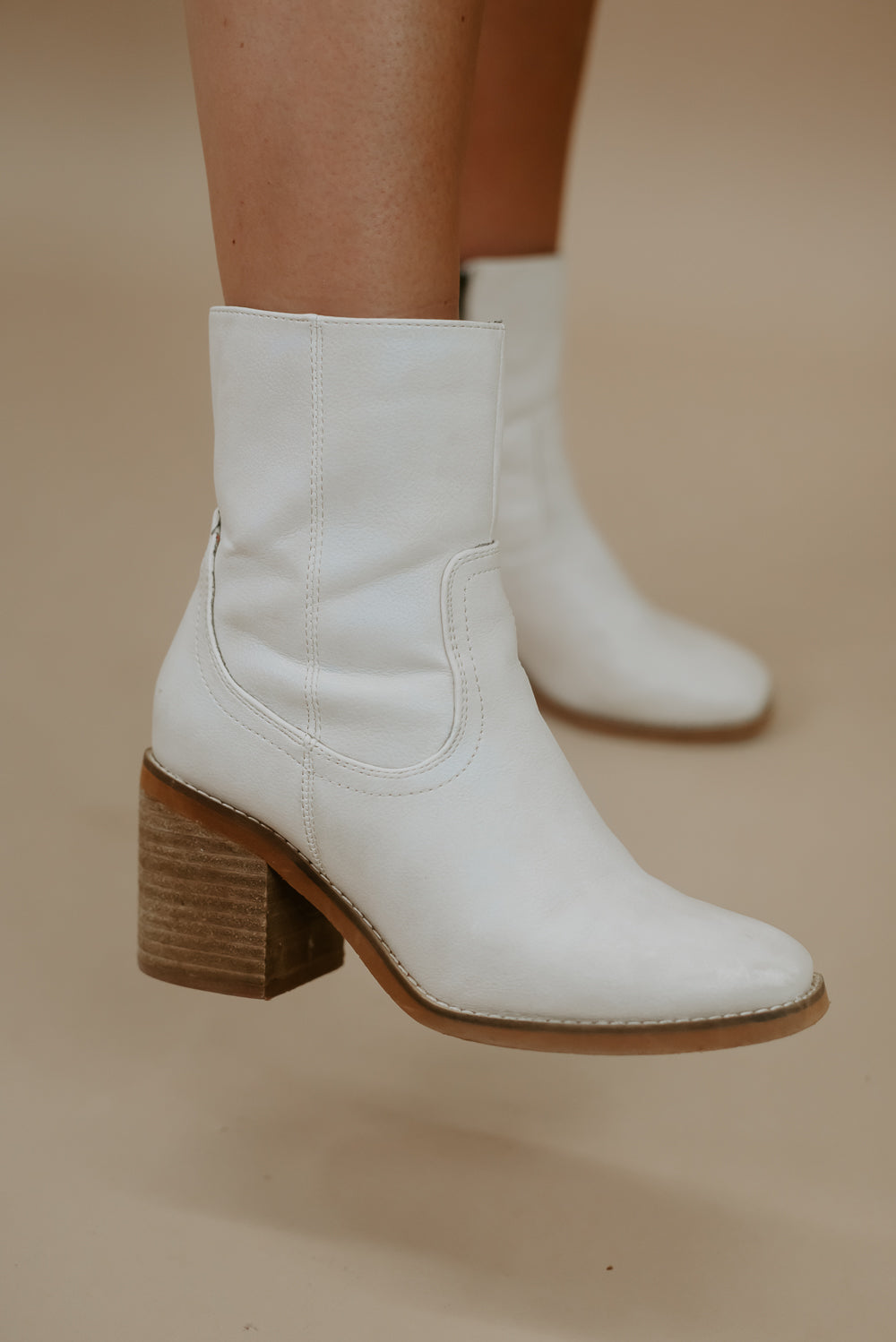 West - Cream and Beige Leather Boots