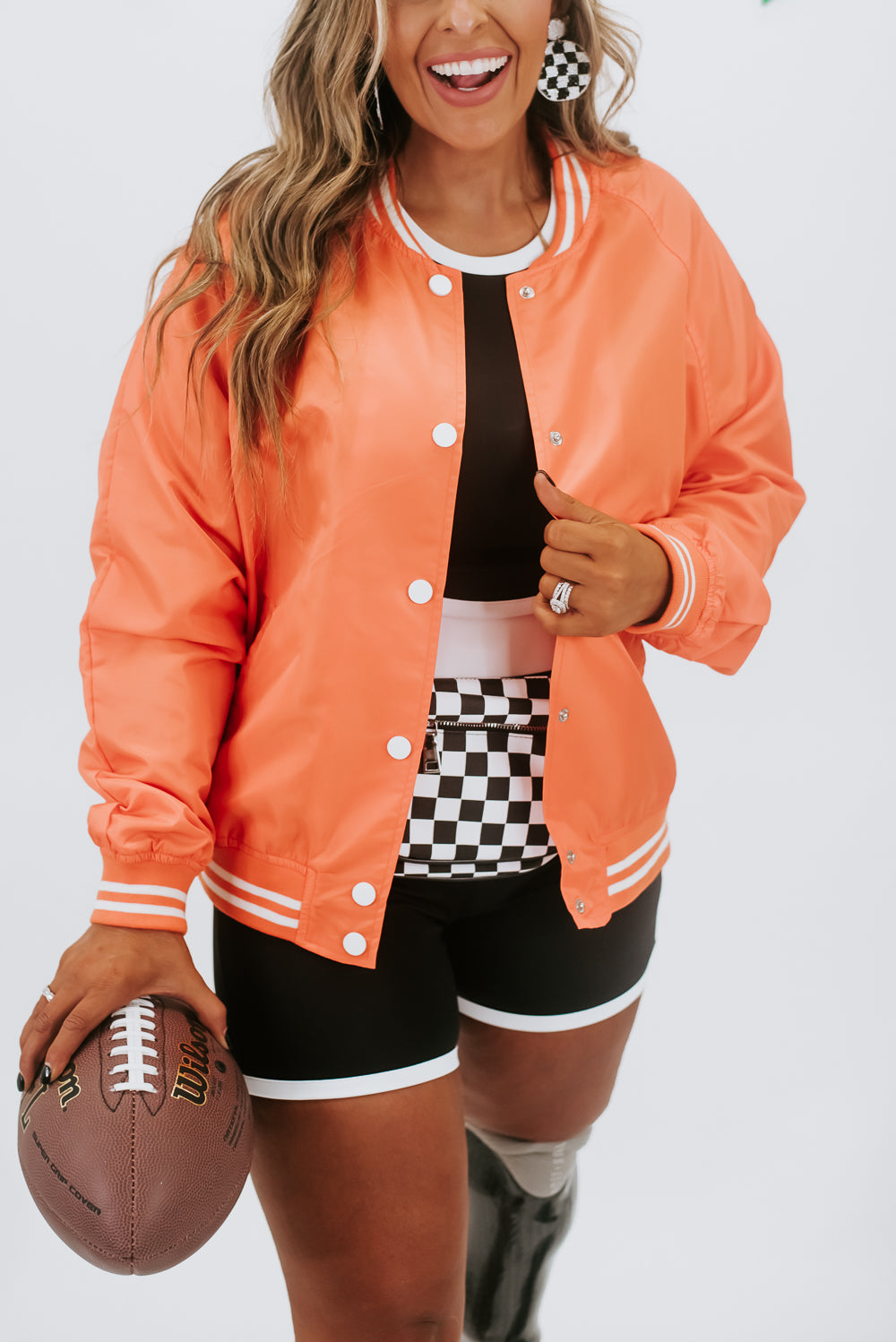 Team Spirit Bomber Varsity Jacket, Orange