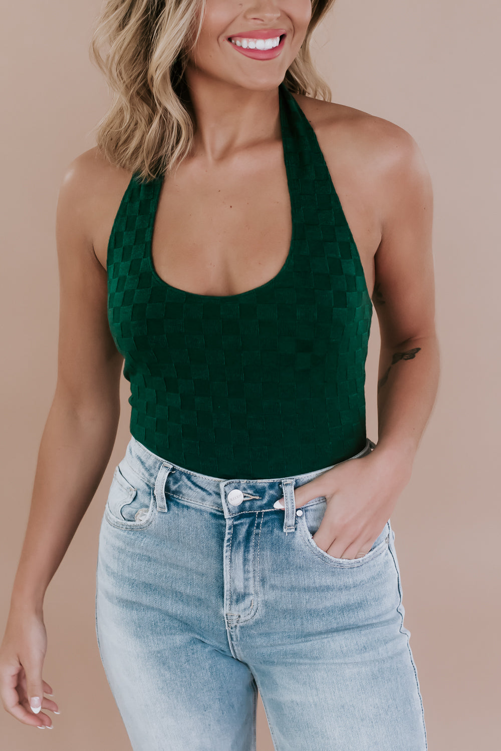 It Girl Halter Neck Bodysuit, Emerald – Everyday Chic Boutique