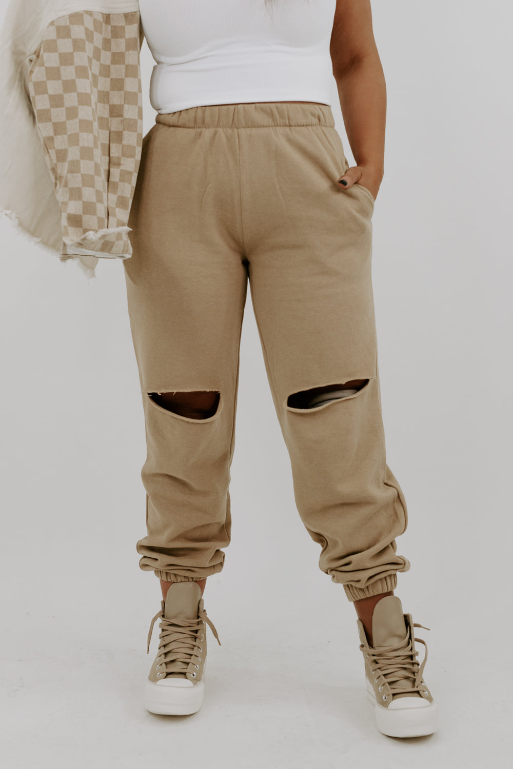 Vintage Distressed Jogger, Tan – Everyday Chic Boutique