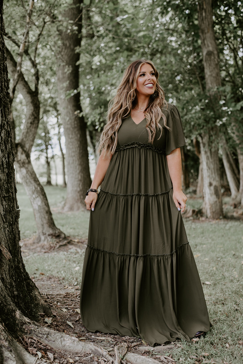 ECB Exclusive: Most Admired Maxi Dress , Olive Green – Everyday
