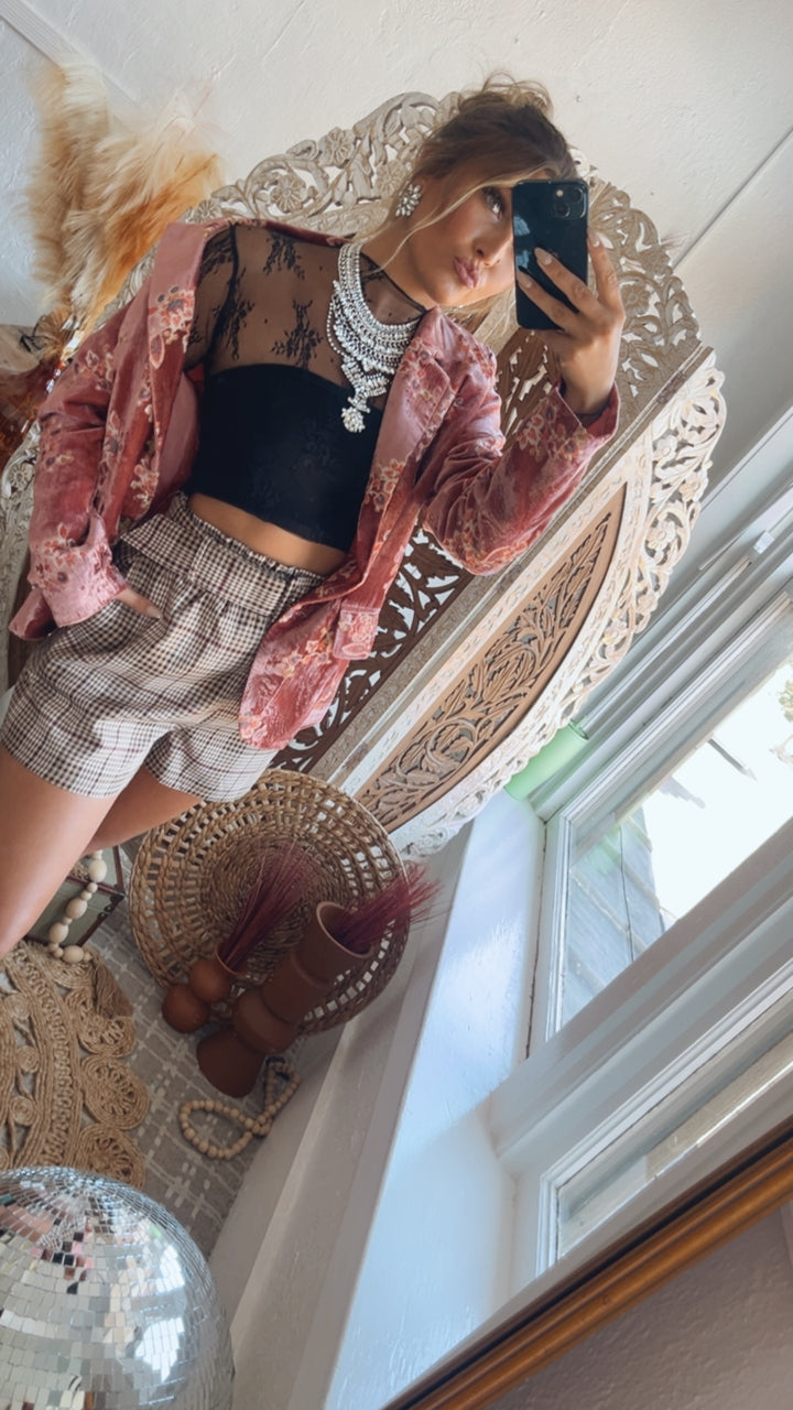 Poise In Plaid Shorts, Camel/Burgundy