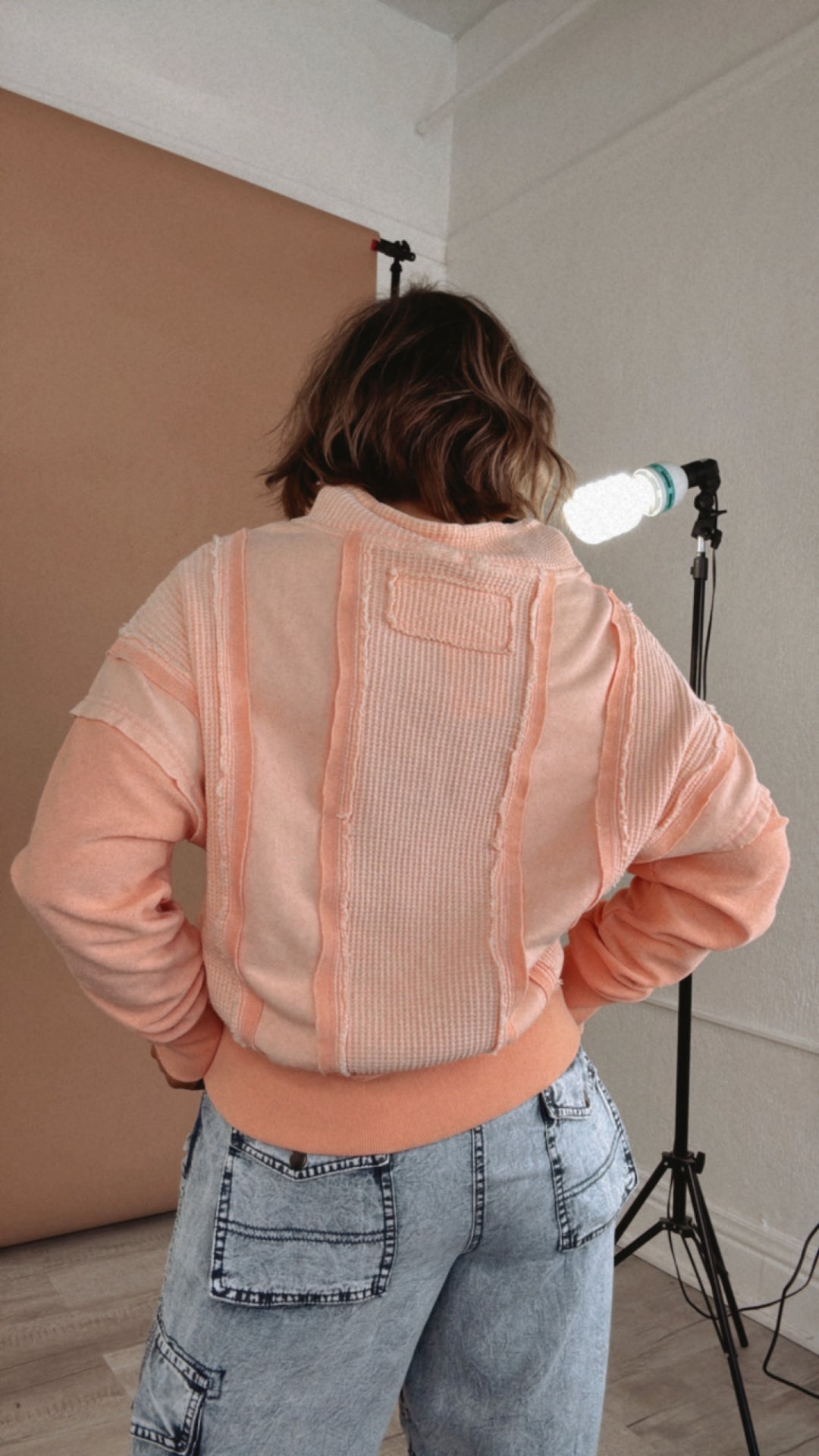 Oli &Hali: Waffle Zip Up Sweater, Coral Pink