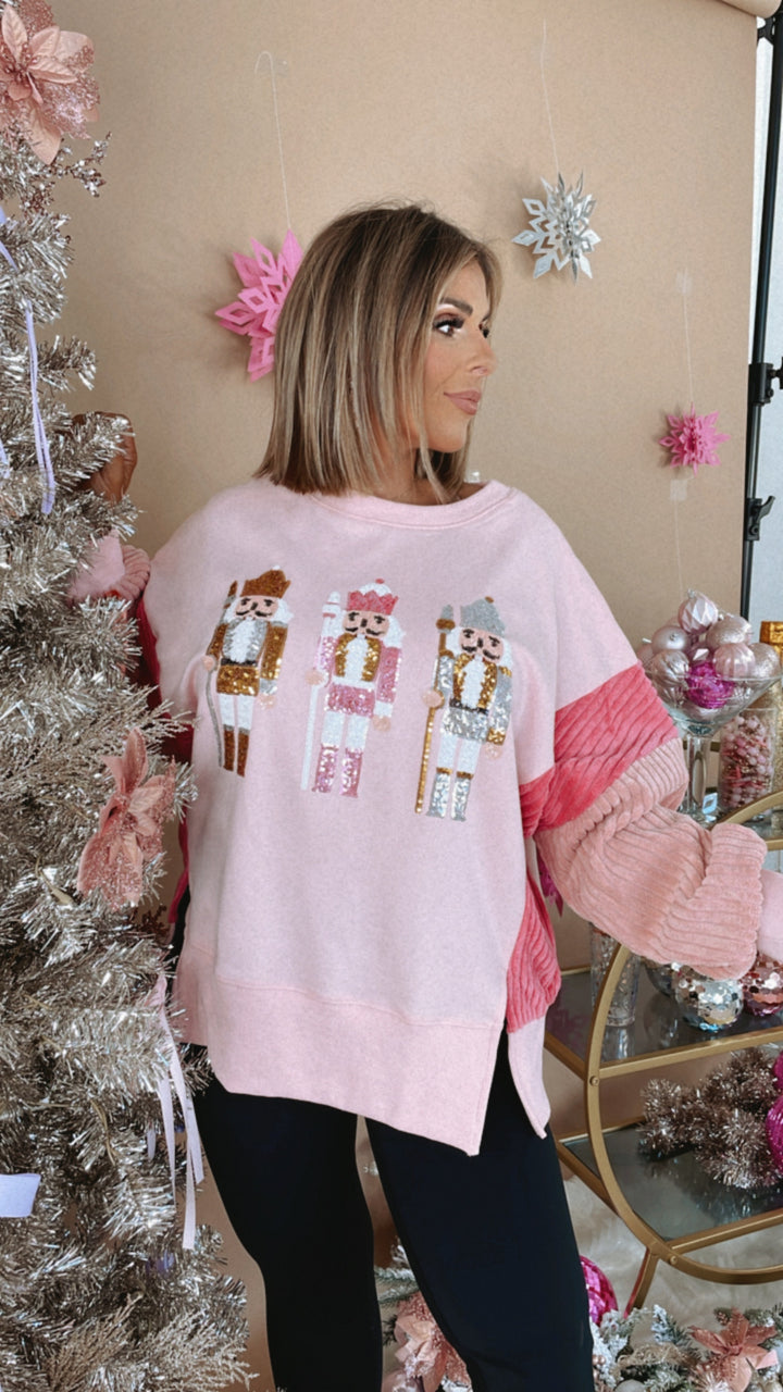 Most Cheer Nutcracker Oversized Sweatshirt, Pink