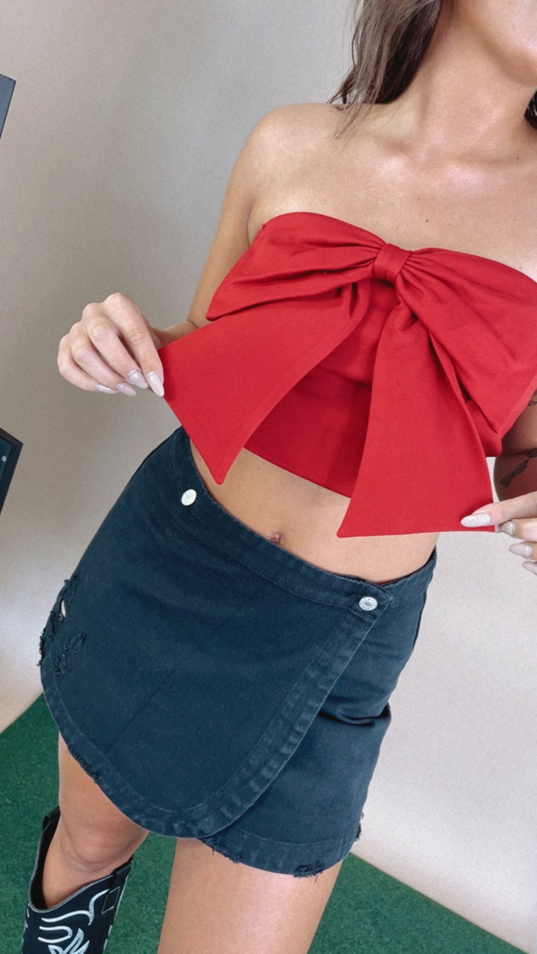 It Girl Bow Detail Tube Top, Red