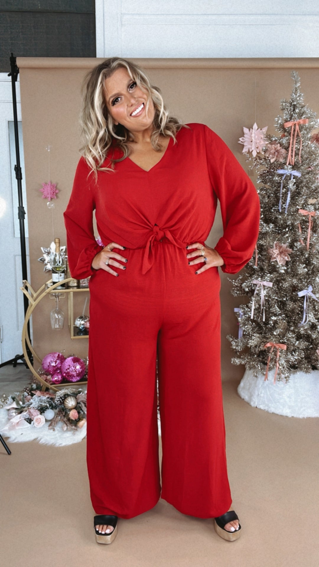 Black Tie Event Wide Leg Jumpsuit, red