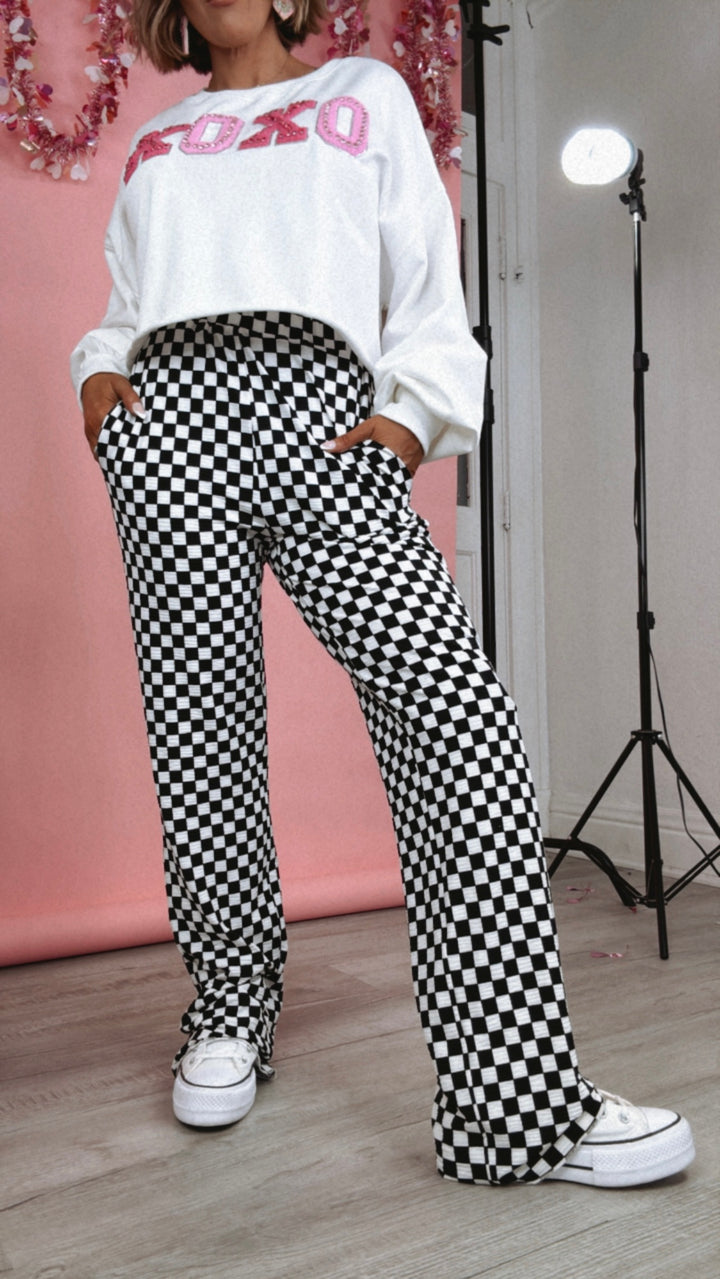 ECB Exclusive : Kickin' It Checkered Pant, White/Black