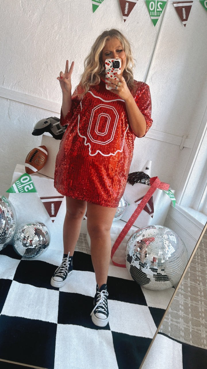 OH Spirit Sequin Dress, Red