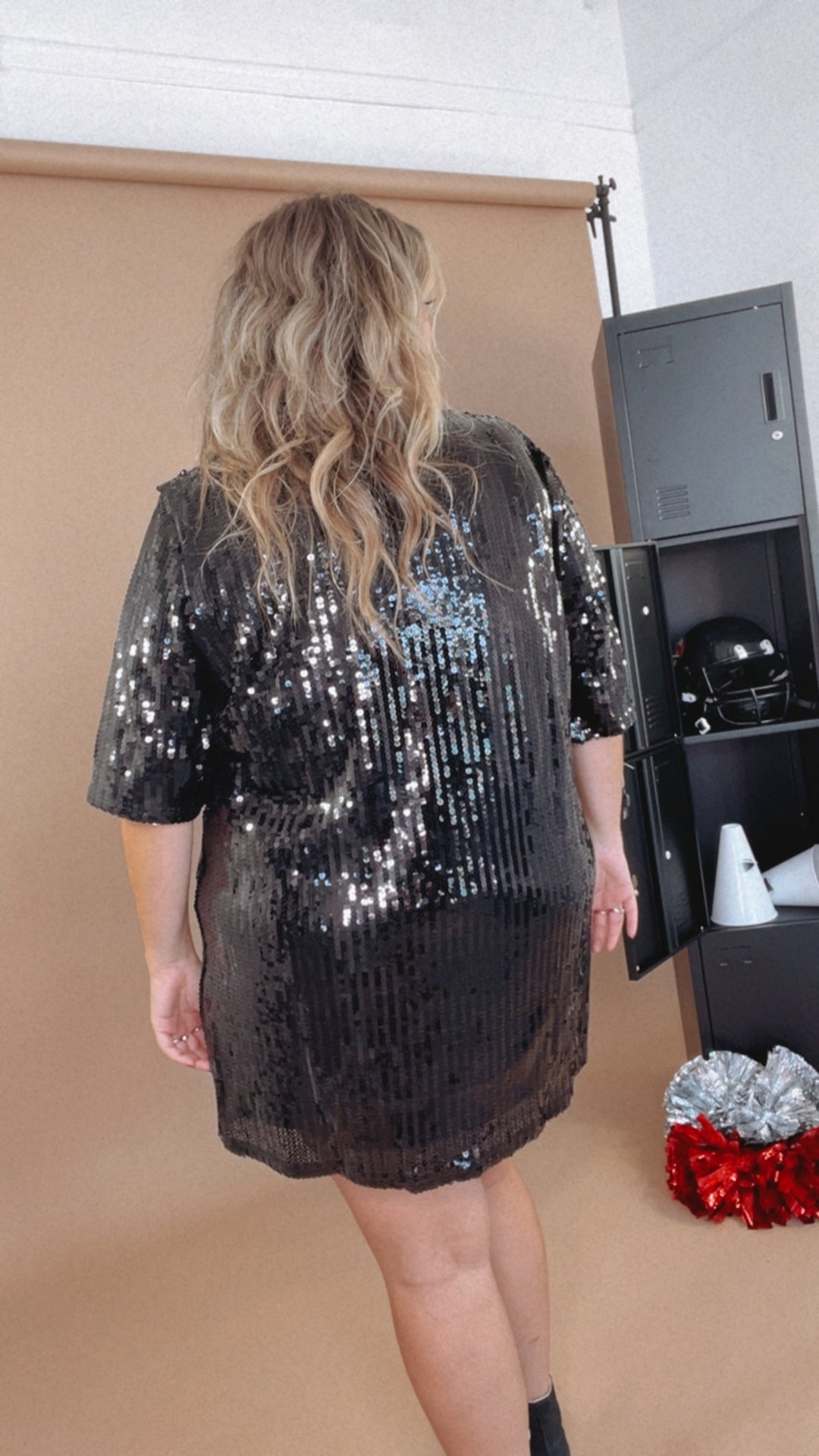 OH Spirit Sequin Dress, Black