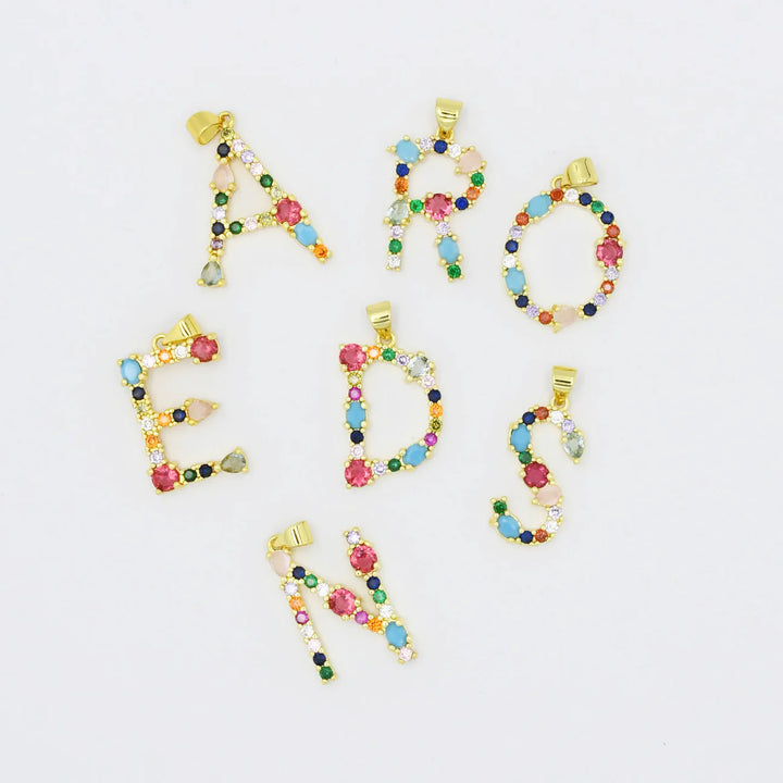 Treasure Jewels: Multi Gem Initial Charm