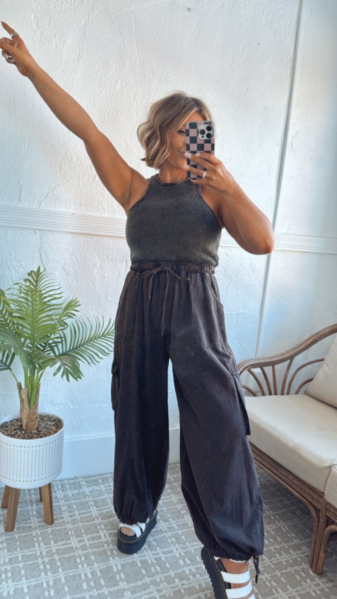 Corrie Cargo Pant Jumpsuit, Black