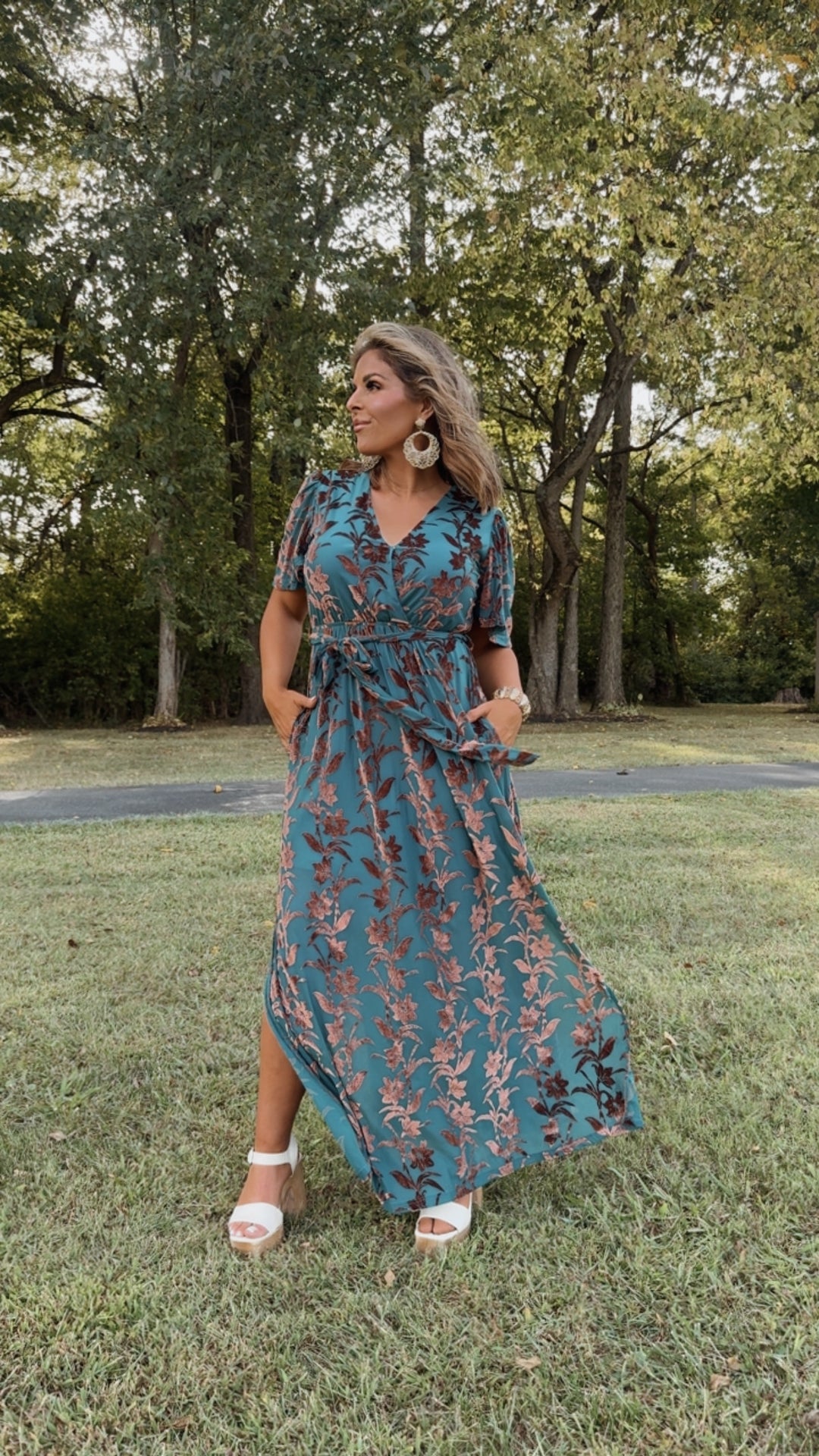 Enchanted Velvet Detailed Maxi Dress, Turquoise