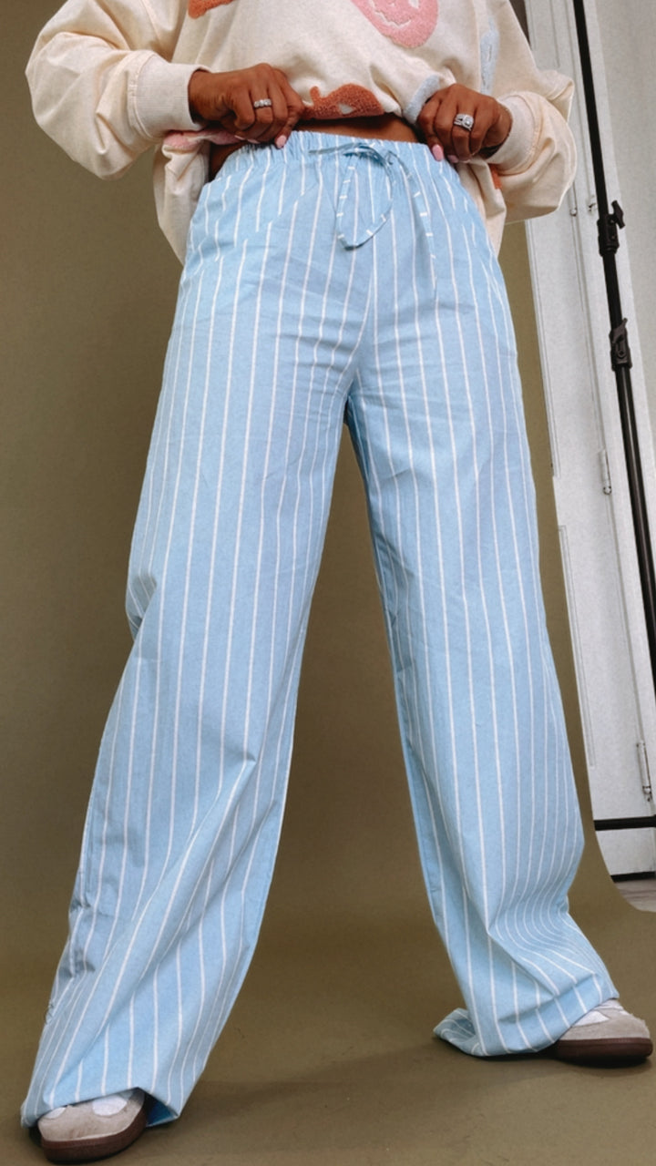 Trendiest Striped Wide Leg Boxer Pant, Blue