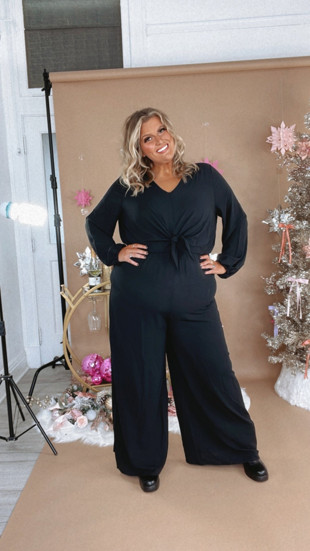 Black Tie Event Wide Leg Jumpsuit, black