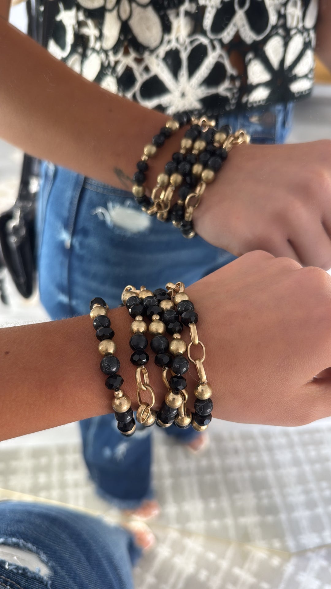 Brynn Bracelet Stack, Black