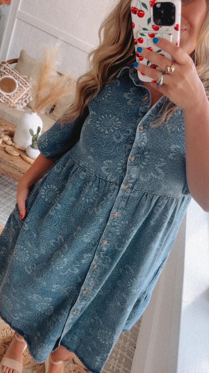 Dixie Denim Puff Sleeve Mini Dress