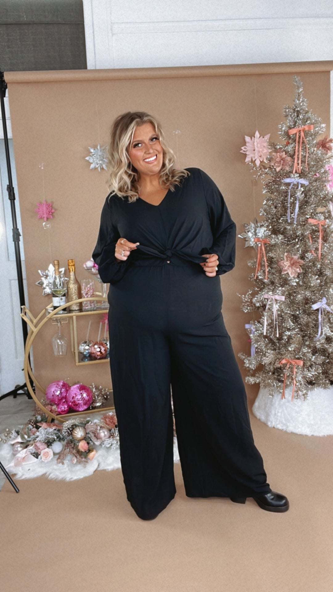 Black Tie Event Wide Leg Jumpsuit, black