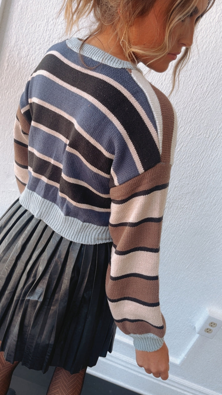 Cropped Striped Sweater, Multi