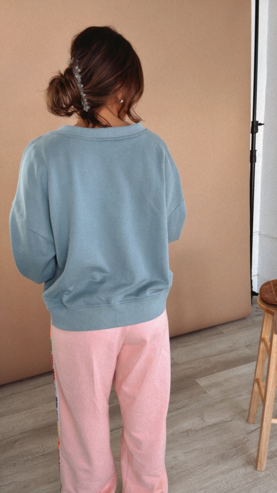 POL: Criss Cross Reversible Sweatshirt, Dusty Blue