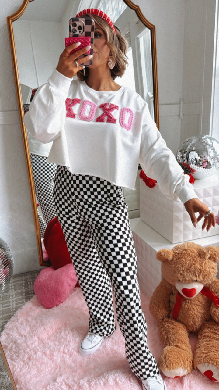 XOXO Cropped Sweatshirt, White