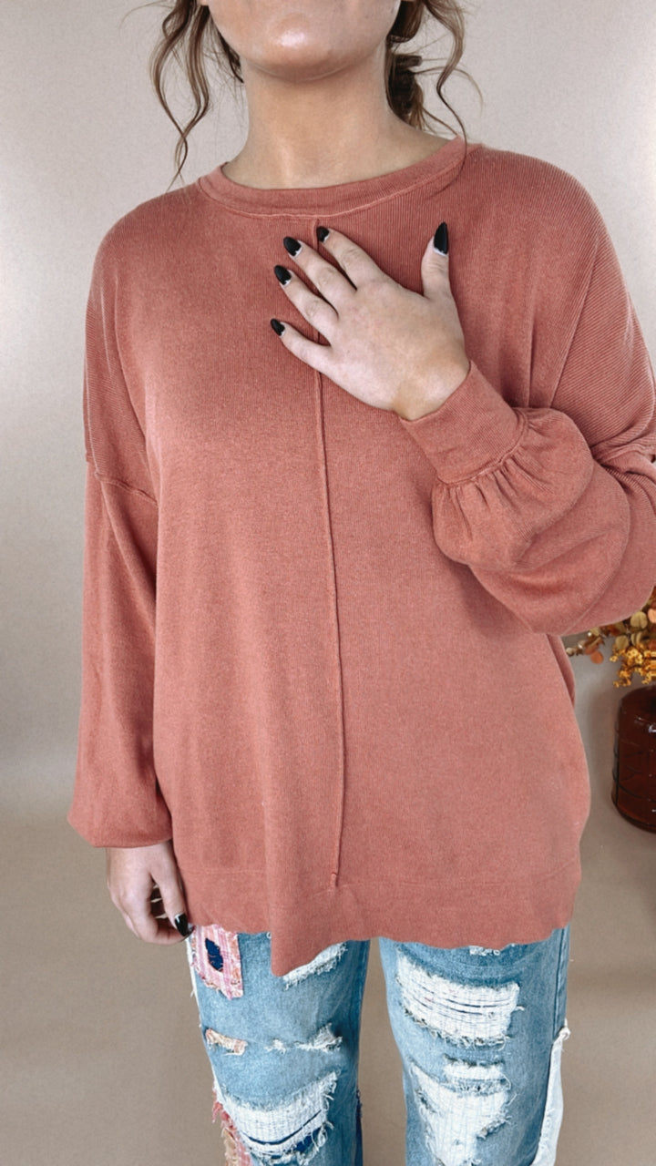 All About You Oversized Knit Sweater , Rust