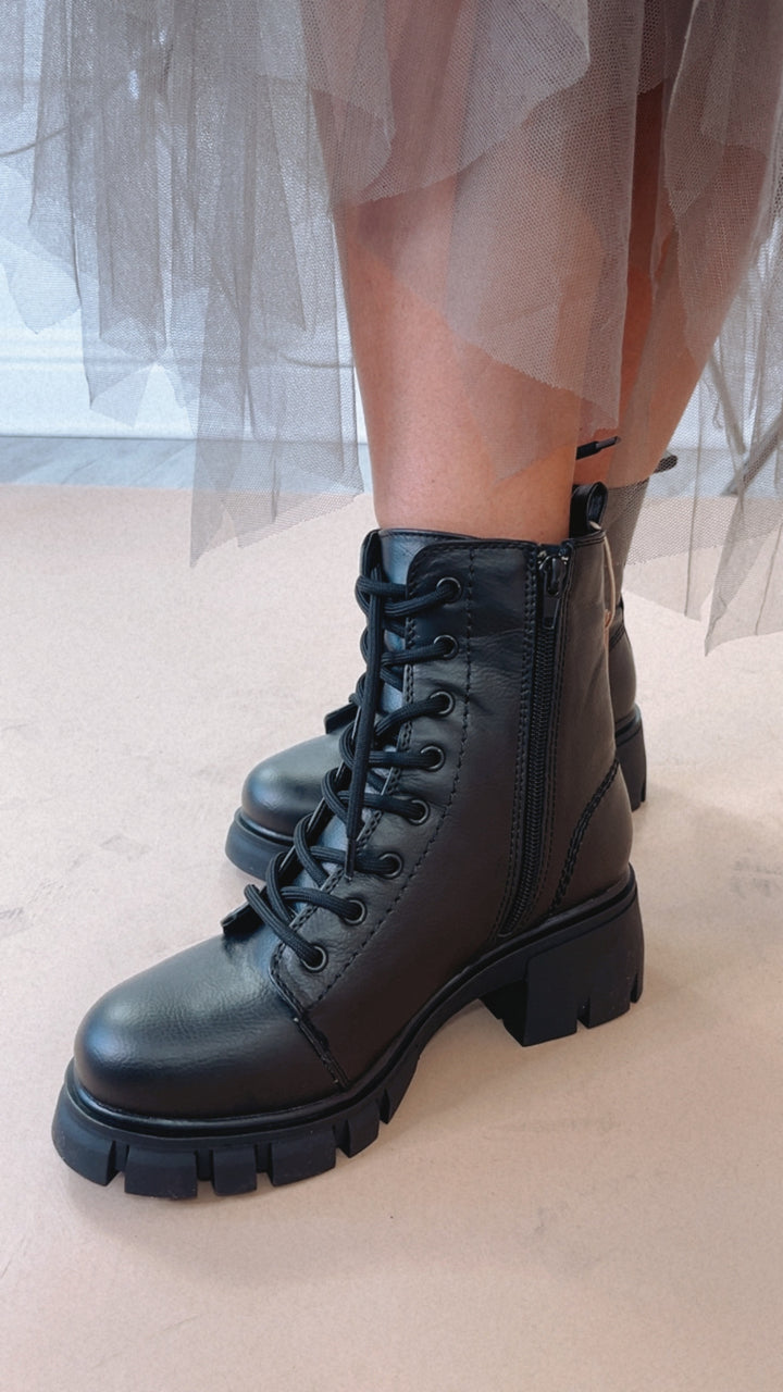 High Street Combat Boot, Black