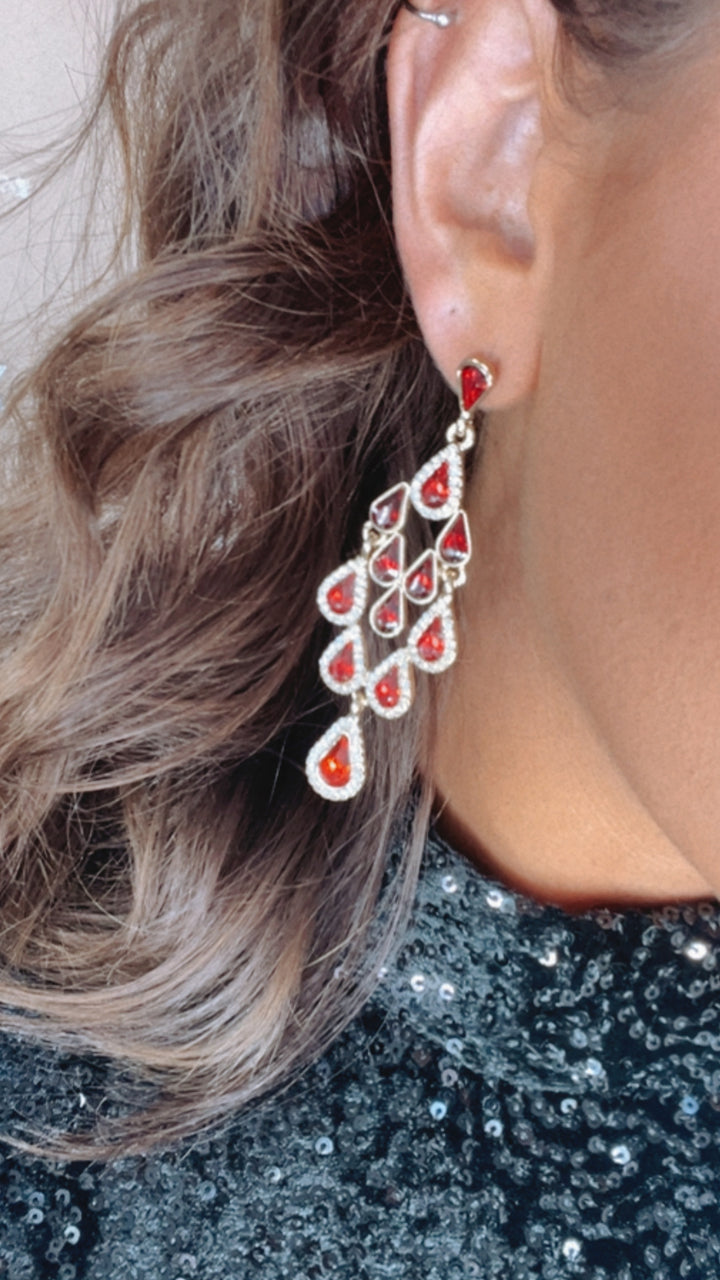 Gorgeous Girl Chandelier Earring, Red