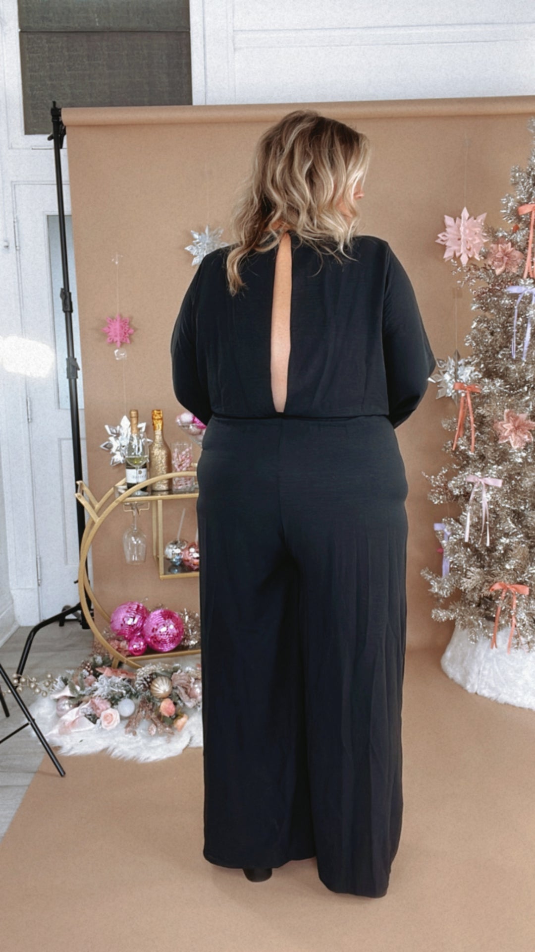 Black Tie Event Wide Leg Jumpsuit, black