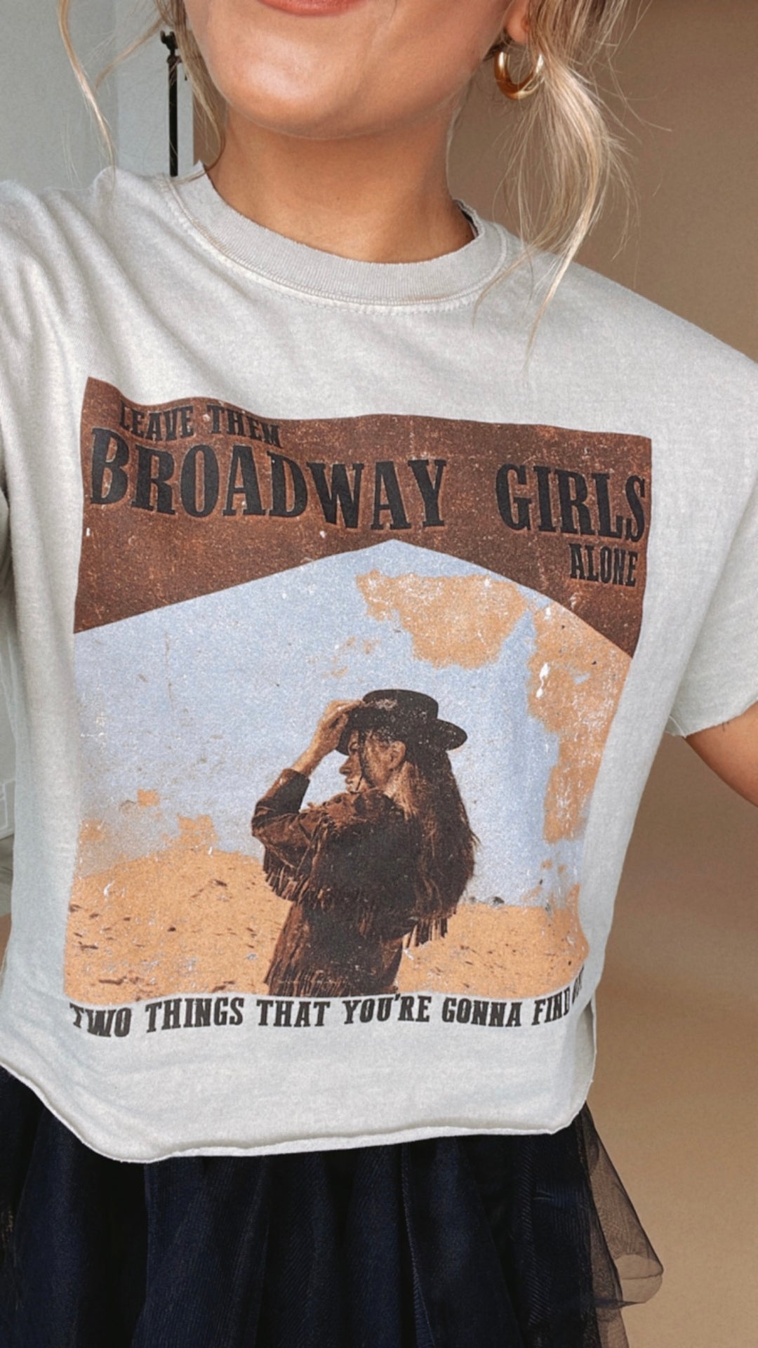 Broadway Girls Cropped Graphic Tee, Olive