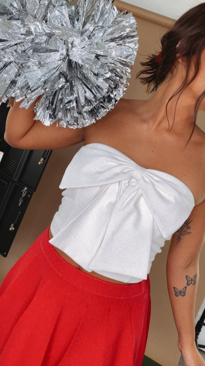 It Girl Bow Detail Tube Top, White