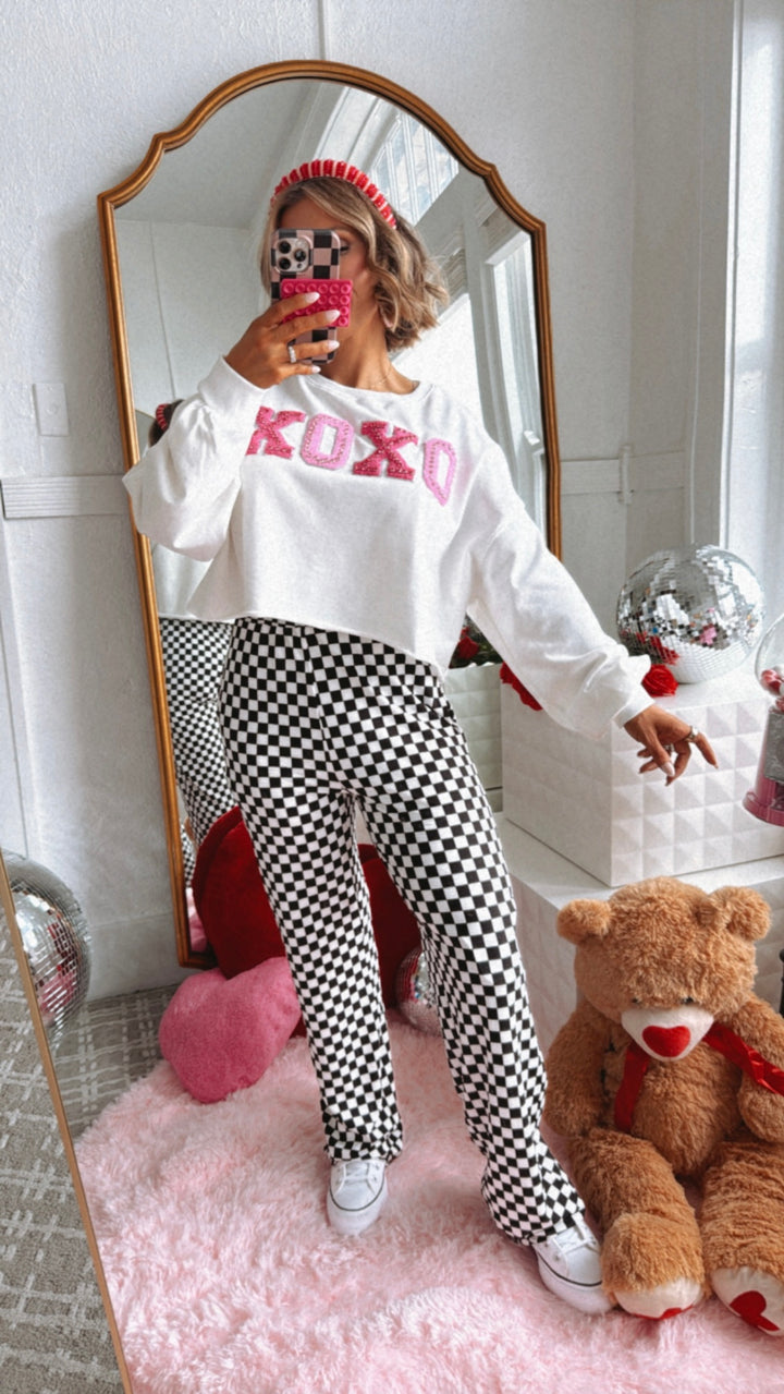 XOXO Cropped Sweatshirt, White