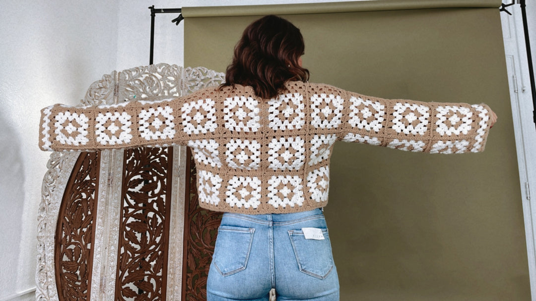 Catch You Later Crochet Sweater, Taupe