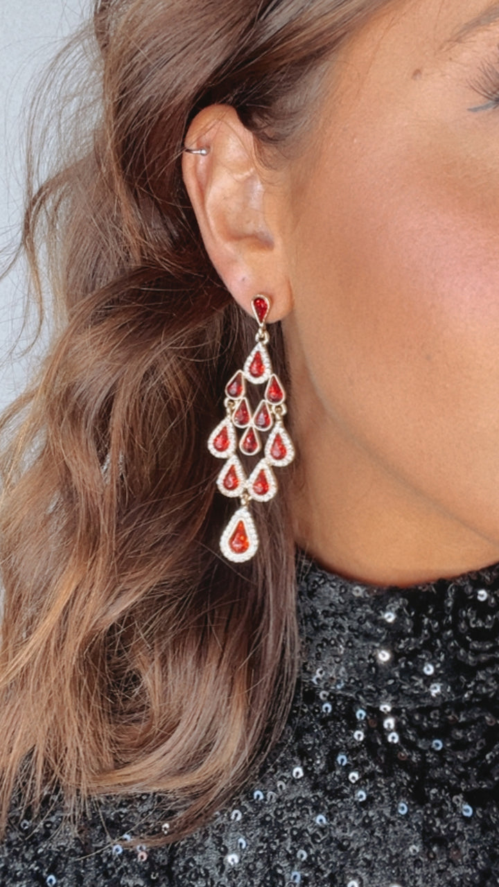 Gorgeous Girl Chandelier Earring, Red