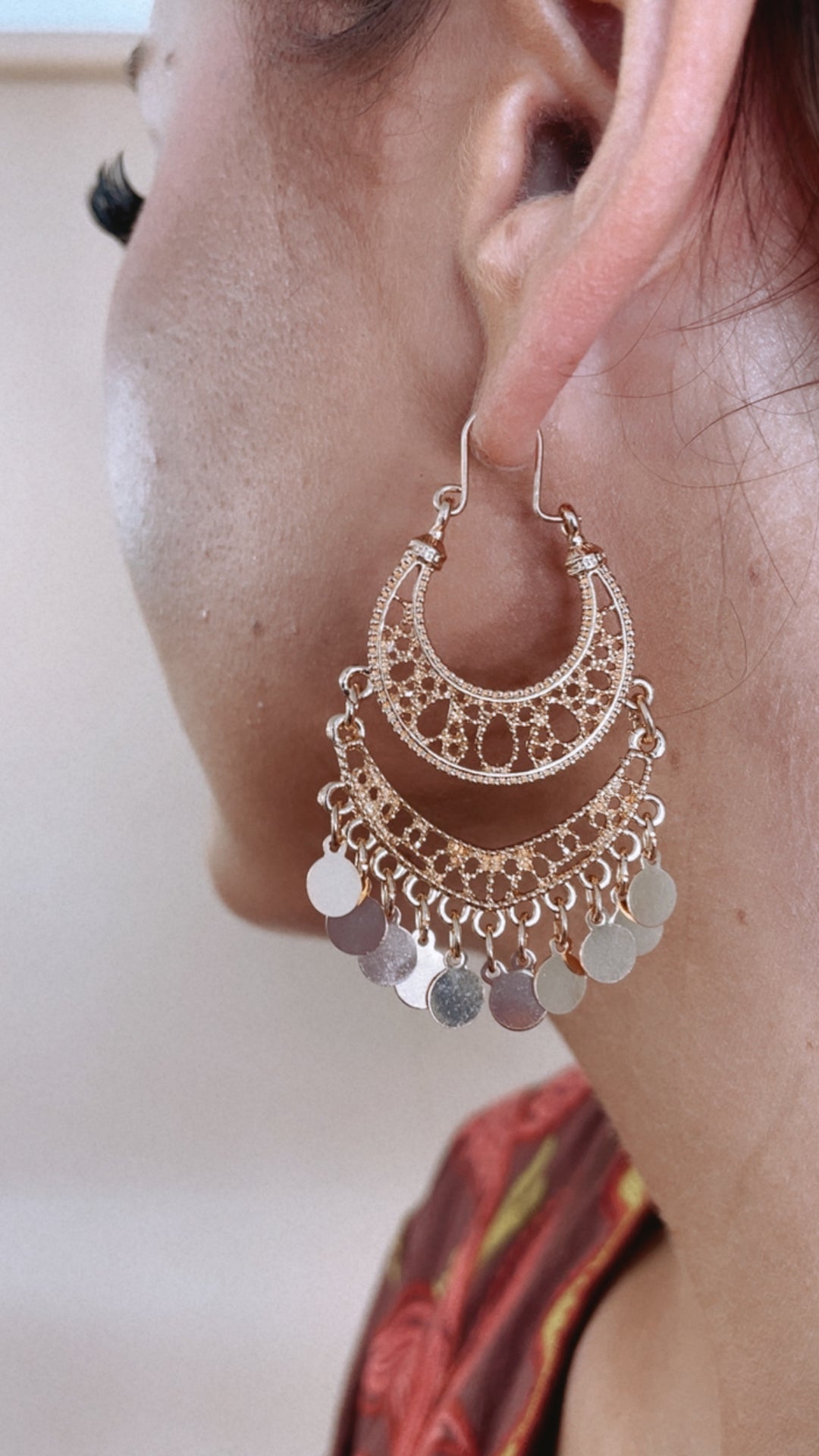 Boho Elegance Gold Coin Earrings