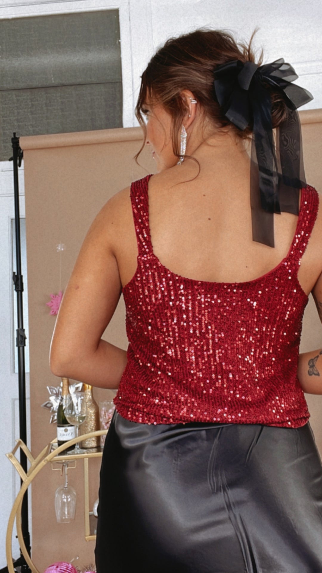 Giving Glam Sequin Tank, Wine