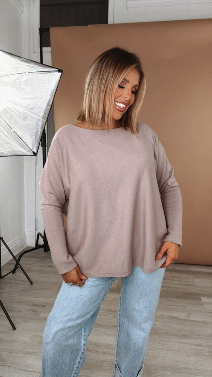 Level Up Basic Boat Neck Sweater, Mocha