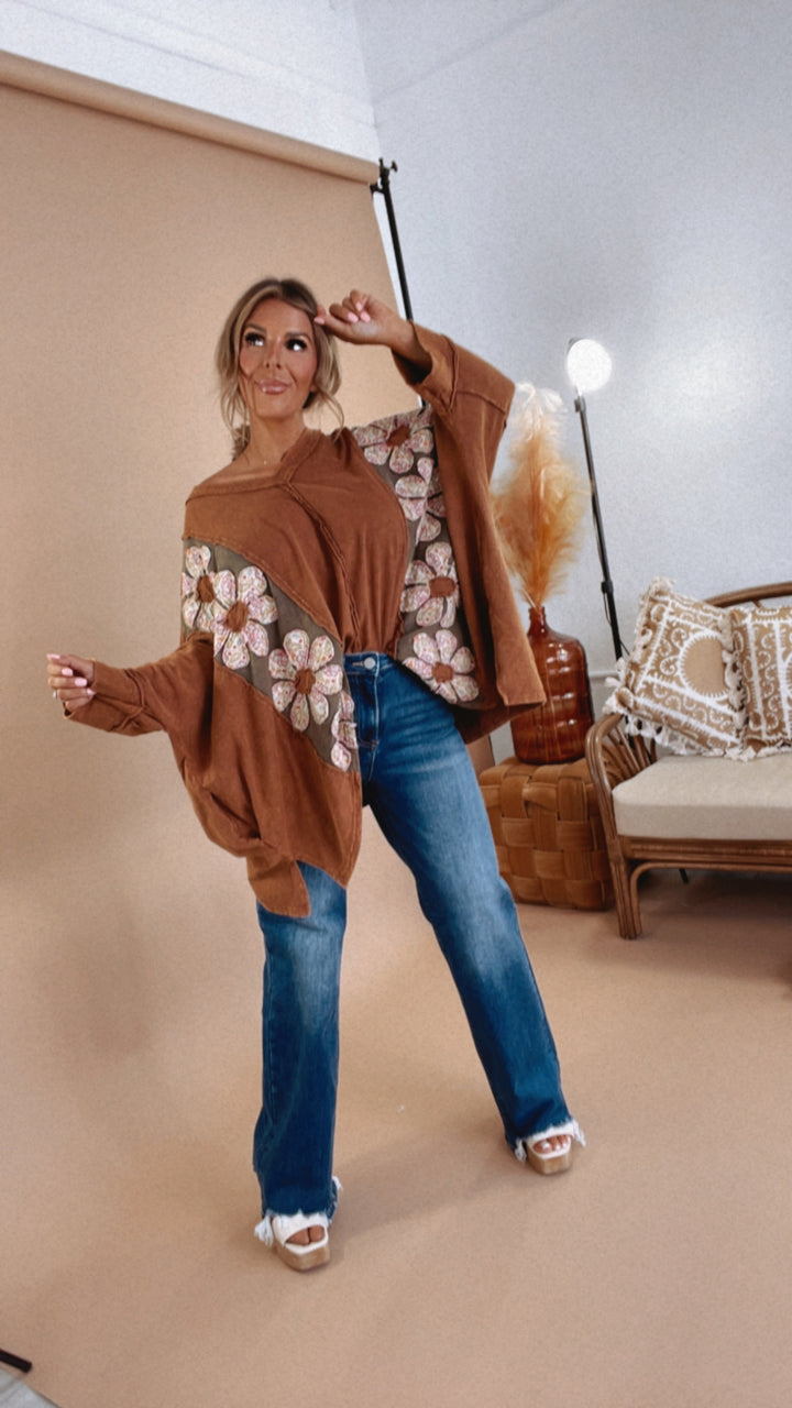 Bloom Into You Floral Boho Top, Camel