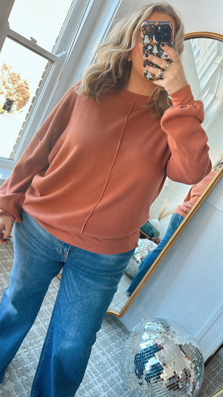 All About You Oversized Knit Sweater , Rust