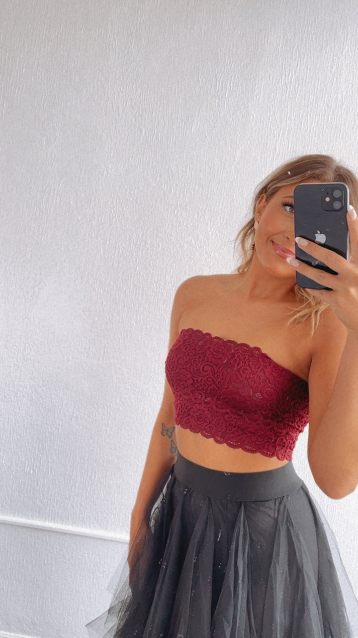 Layer Up Lace Bandeau, Burgundy