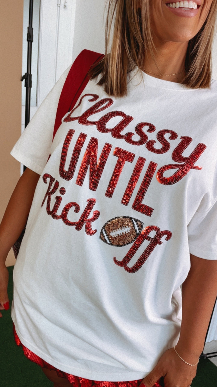 Classy Until Kick Off Sequin Top