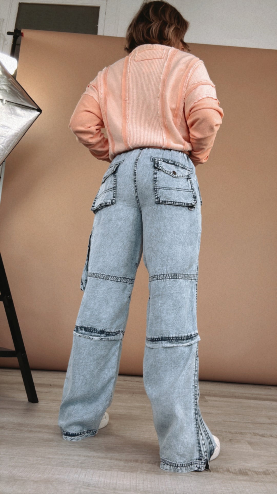 Oli &Hali: Washed Denim Cargo Pant