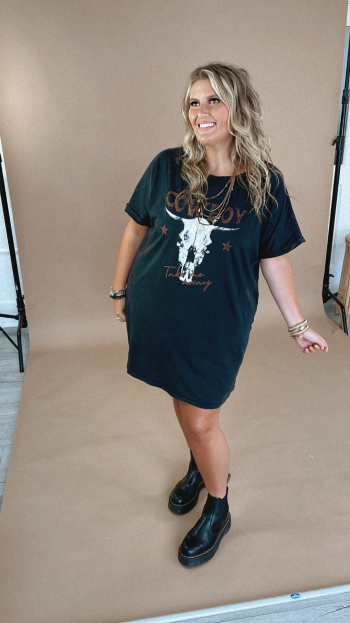 Cowboy Take Me Away Graphic Tee Dress