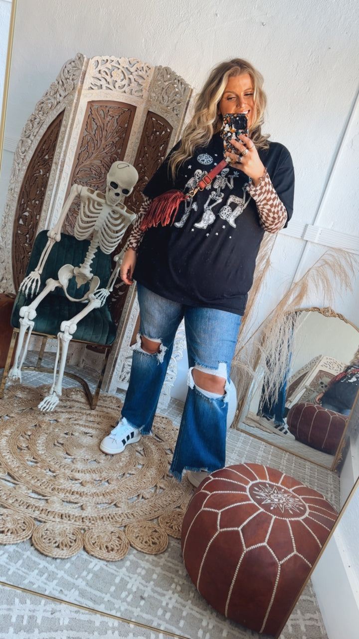 Dancing Cowboy Skeleton Tee, Black