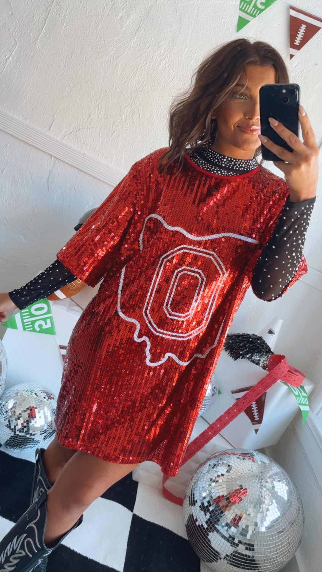 OH Spirit Sequin Dress, Red