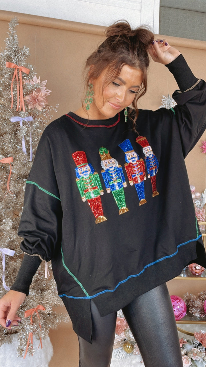 Nutcracker Sequin Pullover, Black