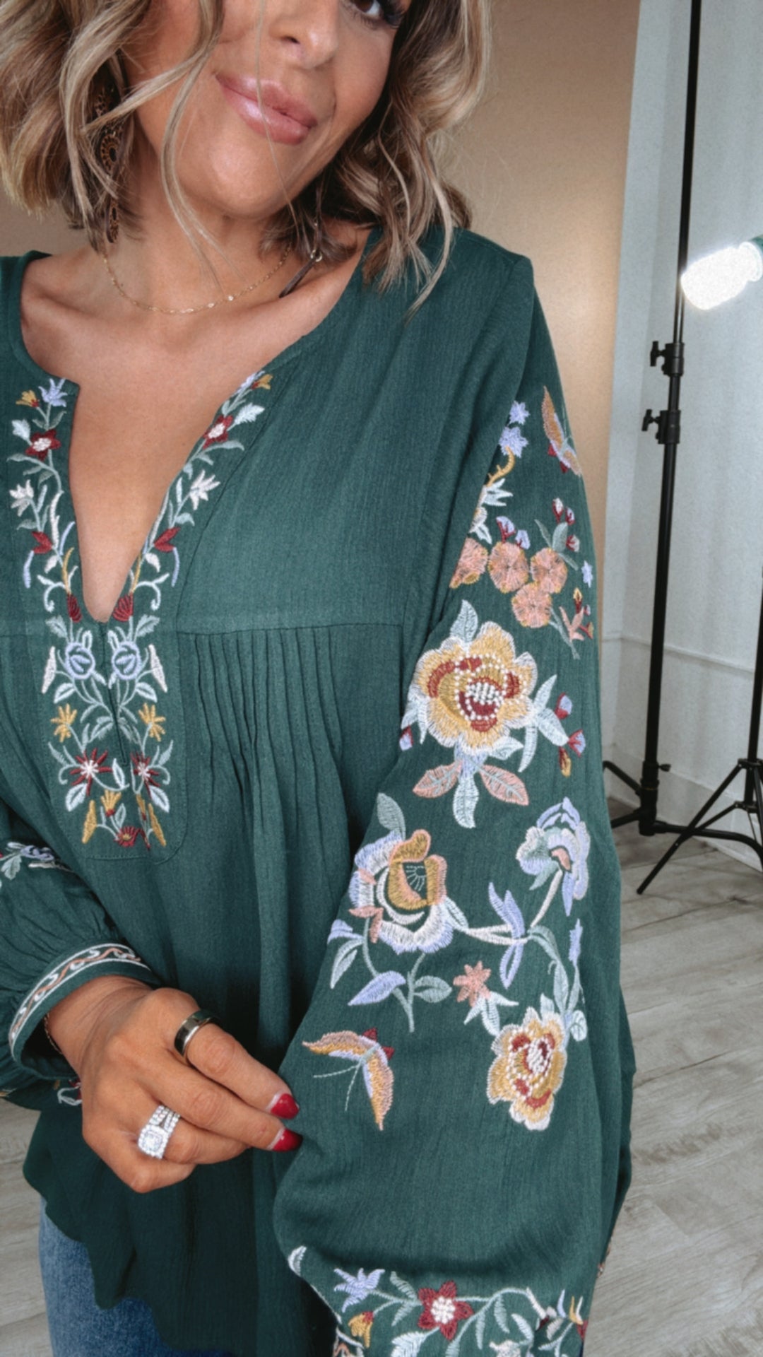 Ellie Embroidered Blouse, Green