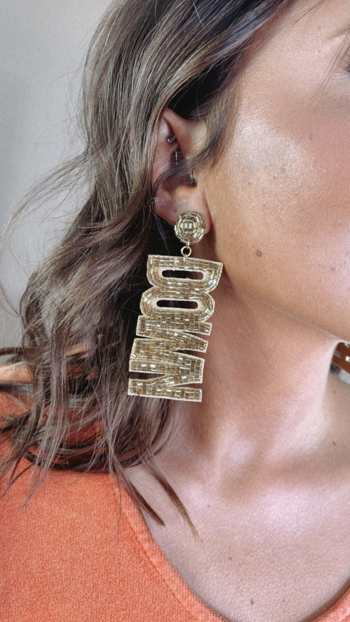 Touchdown Beaded Earring, Gold