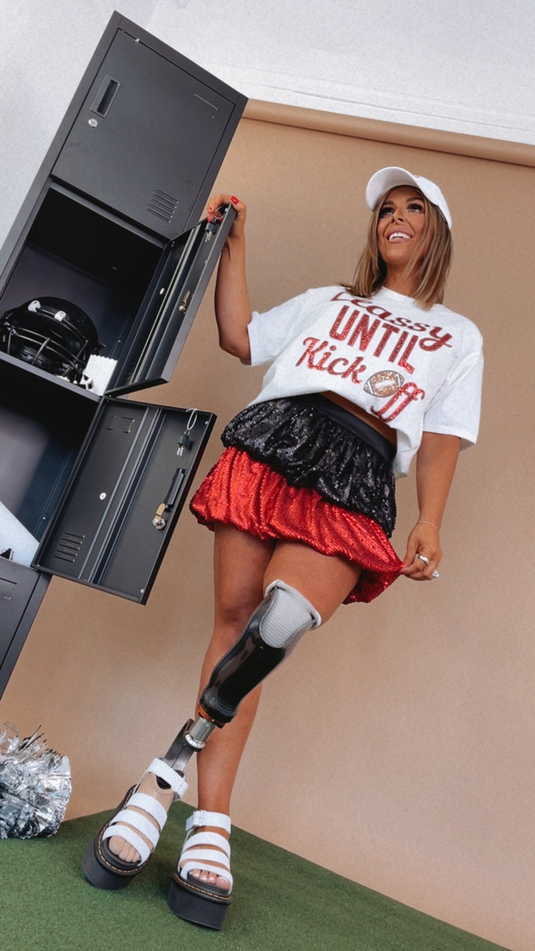 Spirited Red And Black Sequin Bubble Skirt