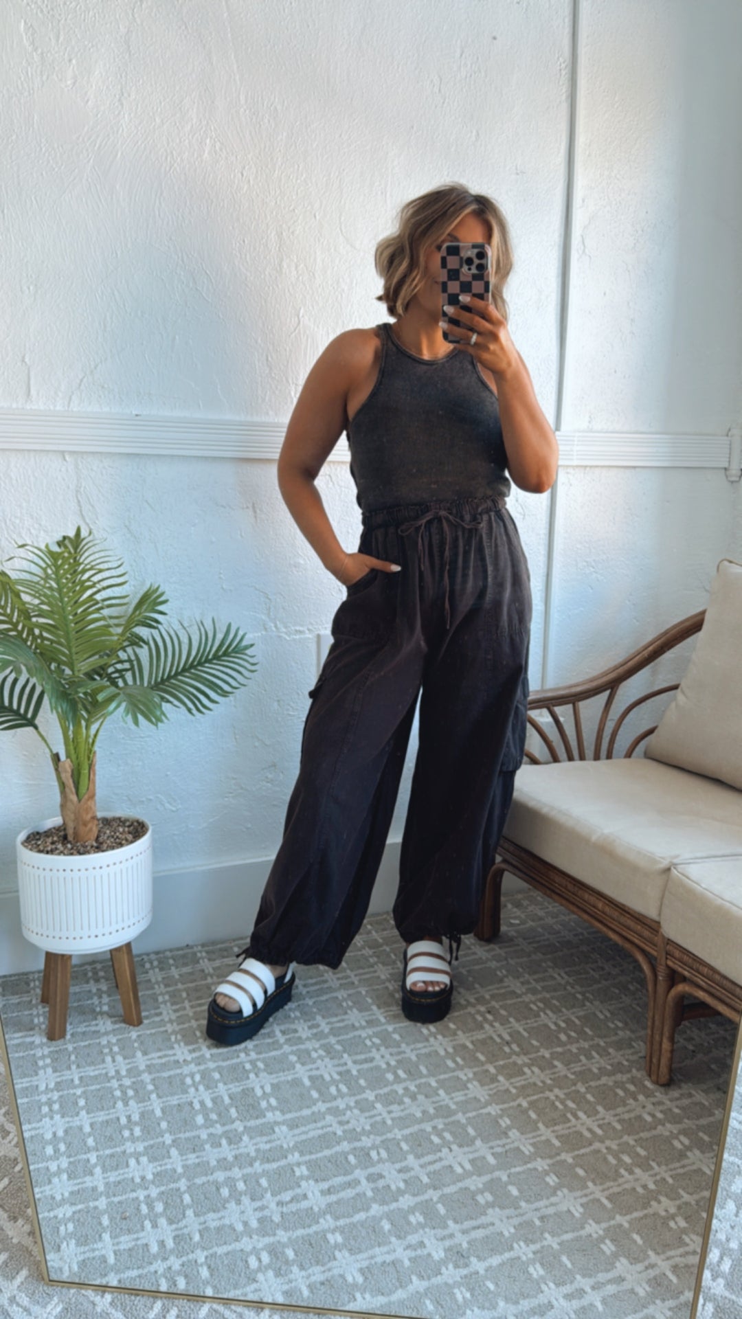 Corrie Cargo Pant Jumpsuit, Black