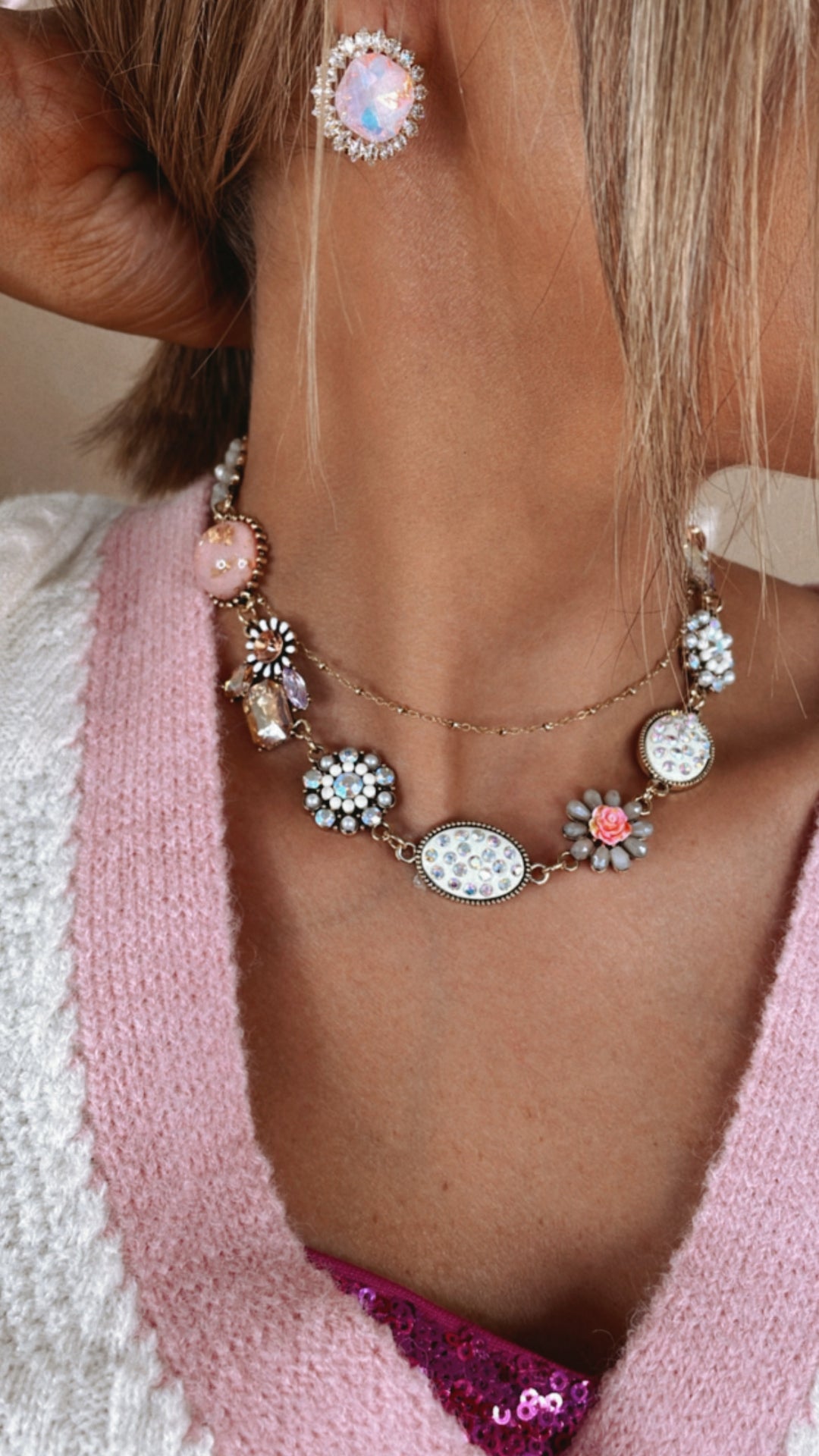 Pink Floral Elegance Necklace